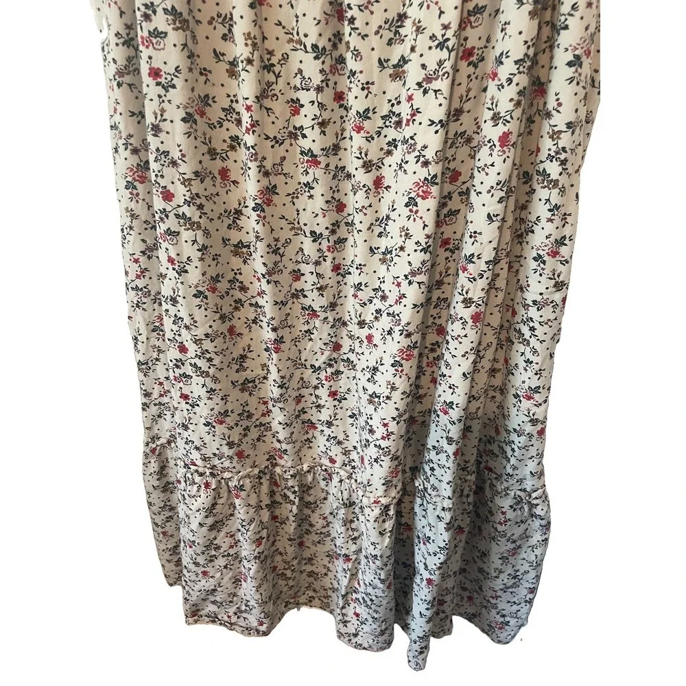 Gap Kids XL Floral Smocked Midi Dress Cream Cottagecore Ruffle Strap Sleeveless